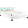 Image de Idimex - Lit Led Double Pinot 140x190 Cm, Avec Sommier, Revêtement Synthétique Blanc