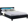 Image de Idimex - Lit Led Double Pinot 140x190 Cm, Avec Sommier, Revêtement Synthétique Noir