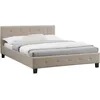Image de Idimex - Lit Double Mathieu, 140 X 190 Cm, Capitonné Avec Sommier, Revêtement En Tissu Beige