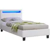 Image de Idimex - Lit Led Simple Luceno 90x190 Cm, Avec Sommier, Revêtement Synthétique Blanc