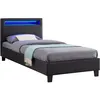 Image de Idimex - Lit Led Simple Luceno 90x190 Cm, Avec Sommier, Revêtement Synthétique Noir
