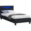 Image de Idimex - Lit Led Simple Molina 90x190 Cm, Avec Sommier, Revêtement Tissu Noir