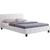 Image de Idimex - Lit Double Josy, 140 X 190 Cm, Capitonné Avec Sommier, Revêtement Synthétique Blanc