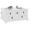 Image de Idimex - Table Basse Coffre En Pin Tequila Style Mexicain, Avec 5 Tiroirs, Lasuré Blanc