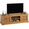 Image de Idimex   Meuble Tv En Pin Massif Finition Cirée   4 Tiroirs Et 2 Niches Avec Passe Câble   Dimensions 46 X 144 X 45 Cm   Couleur Antique