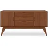 Image de Idimex   Buffet Scandinave En Pin Massif Brun Foncé   2 Portes Battantes Avec Tablette Réglable   3 Tiroirs   Dimensions 75x145x45cm