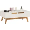 Image de Idimex - Table Basse Tibor, 2 Tiroirs Et 2 Niches, Lasuré Blanc