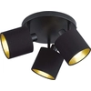 Image de Plafonnier - Noir - Métal - Abat-jour en tissu - 3 -flamme - Ø 25 cm