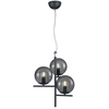 Image de lampe à suspension à 3 flammes anthracite Abat-jour en verre fumé pour au-dessus de la table à mangerLampes