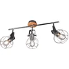 Image de Trio - Plafonnier Spot Bar Vintage Cage Spot 4 Flammes Plafonnier À Têtes Orientables Plafonnier, Métal Bois Argent Antique, 83x17x28cm
