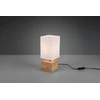 Image de Lampe de table WOODY pied en bois avec abat-jour en tissu blanc 12x12cm hauteur 30cm