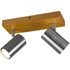 Image de Trio Plafonnier à 2 flammes MARLEY argent mat avec bois