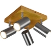 Image de Trio Plafonnier à 4 flammes MARLEY argent mat avec bois