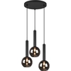 Image de Lustre CLAYTON noir 3xE27x28W en verre, dimensions : 150x45x45 cm, IP20, Trio