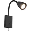 Image de applique à 1 flamme noir mat avec bras flexible