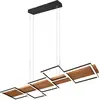 Image de LED Balken Lampe suspendue à intensité variable Lampe en bois naturel & métal noir au-dessus de la table à manger