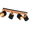 Image de Spot TOMMY noir, doré et bois clair, 4xE14x28W, bois, dimensions : 19x72x12 cm, IP20, RL