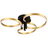 Image de Plafonnier LED CARUSO 43 W, de 2 700 à 3 500 K, 4 980 lm, métal doré et noir, dimensions : 20 x 65 x 65 cm, IP20, Trio