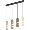 Image de Suspension STREAM noir-marron-crème-patine 4xGU10x10W métal dim. : 150x80x9 cm IP20 Trio