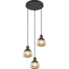 Image de Suspension TARIFA noire 3xE27x25W en verre, dimensions : 150x37x37 cm, IP20, Trio