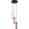 Image de Suspension STREAM noir-marron-crème-patine 3xGU10x10W métal dim. : 150x28x28 cm IP20 Trio