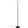Image de Lampadaire moderne couleur café avec élément en bois clair, abat-jour rond en verre blanc pour salon ou chambre à coucher, 160 cm, couleur chaude, LED 15 W CELESTE Trio