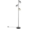 Image de Lampadaire, métal, noir, E14, 3 flammes, interrupteur à pied, H 154 cm