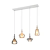 Image de Suspension Décorative Blanche 4xe14 Verre Blanc Ambre Chrome 65 Cm