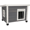 Image de Kerbl Katzenhaus Rustica Katzenhütte Holz wei¤/grau Plexiglasfenster Katzenvilla
