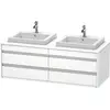 Image de Duravit Ketho Meuble sous-vasque sur console suspendu, 1400x496x550 mm, 4 tiroirs, pour 2 lavabos à encastrer, des deux côtés, KT6757B1818