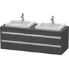 Image de Duravit Ketho Meuble sous-vasque sur console suspendu, 1400x496x550 mm, 4 tiroirs, pour 2 lavabos à encastrer, des deux côtés, KT6757B4949