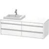 Image de Duravit Ketho Meuble sous-vasque sur console suspendu, 1400x496x550 mm, 4 tiroirs, pour lavabo à encastrer, position à gauche, KT6757L1818