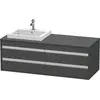 Image de Duravit Ketho Meuble sous-vasque sur console suspendu, 1400x496x550 mm, 4 tiroirs, pour lavabo à encastrer, position à gauche, KT6757L4949
