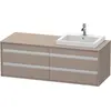 Image de Duravit Ketho Meuble sous-vasque sur console suspendu, 1400x496x550 mm, 4 tiroirs, pour lavabo à encastrer, position à droite, KT6757R4343