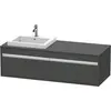 Image de Duravit Ketho Meuble sous-lavabo sur console suspendu, 1400x426x550 mm, 2 tiroirs, pour lavabo à encastrer, position à gauche, KT6797L4949