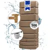 Image de 4rain Kit cuve murale SLIM 500L taupe avec robinet PE imitation laiton, collecteur filtrant eco gris - idéale pour une gestion durable de l'eau