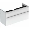 Image de Keramag - Geberit Smyle Square - Meuble Pour Lavabo, 118x47x62 Cm, 2 Tiroirs, Blanc Brillant / Blanc Mat 500.355.00.1