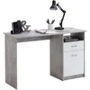 Image de Talkeach - Bureau 1 Porte Et 1 Tiroir 123x50x76,5 Cm Gris Béton Et Blanc