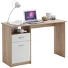 Image de Bureau 1 Porte Et 1 Tiroir 123x50x76,5 Cm Chêne Et Blanc
