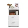 Image de Fmd - Table D'Appoint 2 Tiroirs 35x40x61,5 Cm Décor Blanc