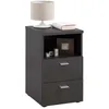 Image de Fmd - Table D'Appoint 2 Tiroirs 35x40x61,5 Cm Décor Noir
