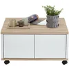 Image de Fmd - Table Basse Carrée 70 Cm Avec 2 Tiroirs Chêne Et Blanc