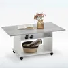 Image de Fmd - Table Basse À Roulettes 100x60x44 Cm Gris Béton Et Blanc
