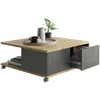 Image de CALICOSY - Table Basse sur Roulettes 2 Tiroirs 2 Niches L70 cm - Twin
