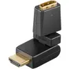 Image de Goobay 60757 Adaptateur HDMI  360°, doré, 1 pc. en sachet plastique, noir - HDMI  femelle (type A) > HDMI  mâle (type A), coudé