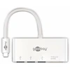 Image de Goobay 62097 Adaptateur multiport USB-C  vers 3x USB-A, lecteur de carte, blanc, 0.15 m - étend un port USB-C  vers trois ports USB-A (USB 3.0) ainsi qu'un slot pour cartes SD/MMC et
