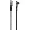 Image de Goobay 64660 Câble textile USB-C  vers USB-C  avec connecteurs métalliques (gris espace/argent), 90°, 2 m, 2 m, noir-gris - câble de connexion USB élégant et extra-résistant avec USB-C  coudé