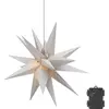 Image de Goobay 64788 Étoile de Noël LED 3D, Ø 56 cm, sur piles, blanc-transparent, 2 m - Étoile extérieure avec minuterie et 18 branches, blanc chaud (3000 K), pour l'intérieur et l'extérieur (IP44),