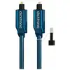 Image de 70368 Clicktronic Câble Toslink (2 Mètres) - Cordon Audio Optique Toslink Mâle/mâle À Hautes Performances Avec Adaptateur Jack 3.5 Mm