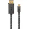 Image de Goobay 75709 Câble textile USB-C  vers DisplayPort  4K @ 60 Hz, 3 m, noir,argenté, noir-argenté - USB-C  mâle > DisplayPort  mâle